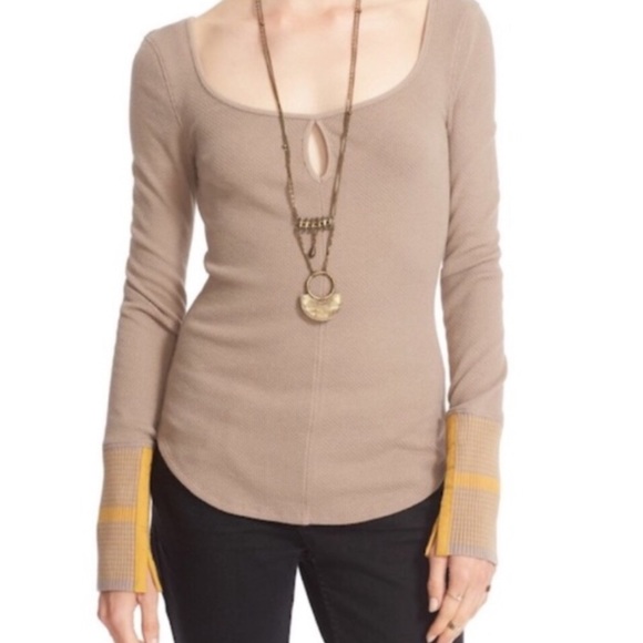 NWT Free People Mod Stripe Cuff Tee Size Medium - Picture 2 of 8